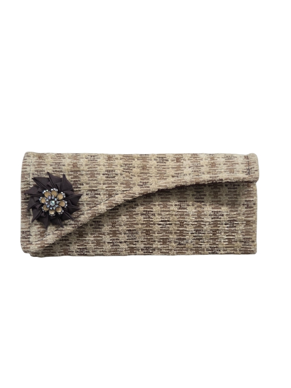 Vintage Pandemonium Millinery Beige Upholstery Fabric Envelope Clutch